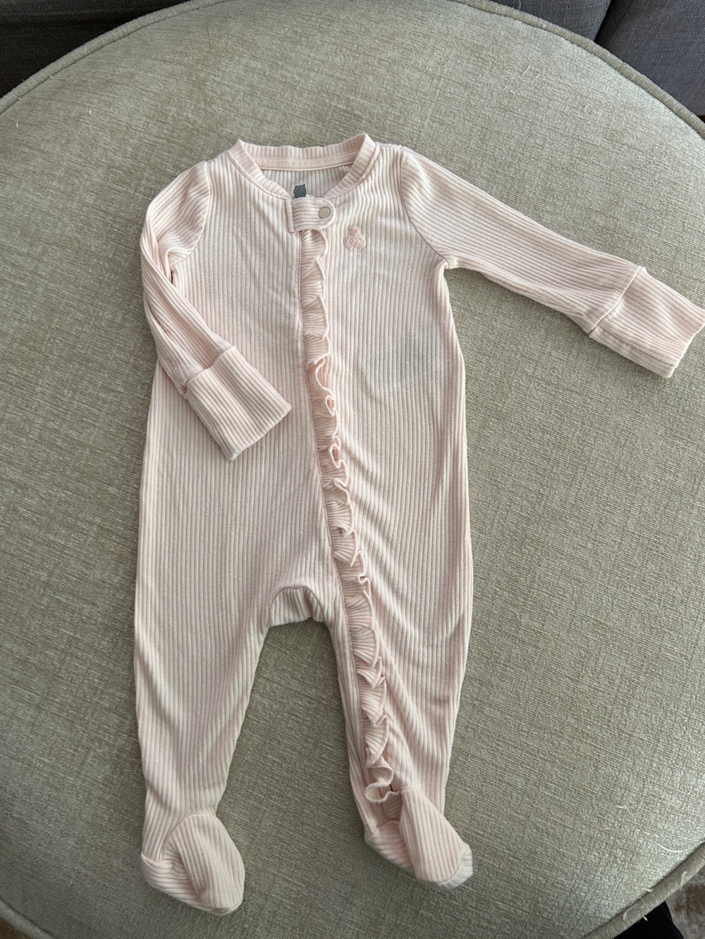 Baby GAP - Soft Pink Ribbed Ruffle Footed One-Piece Pajama